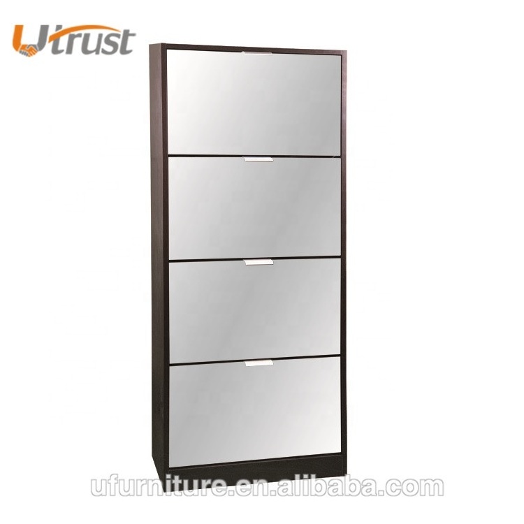 Industrial girl's love wooden shoe rack cabinet storage modern shoe cabinet rack with mirror style shoe rack wood cabinet home