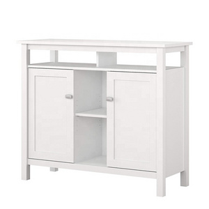 Pure white modern balance corner console table one piece shoe cabinet luxury table console silver handle with 2 sliding doors