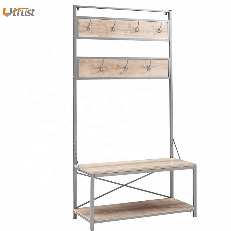 Simple steady perfect coat rack coat hanger stand hall tree for bedroom entry furniture hall tree bench wood coat rack stand