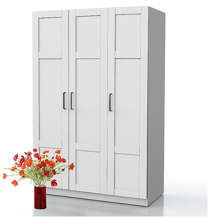 Latest design high quality bedroom wooden white 3 door wardrobe wardrobe