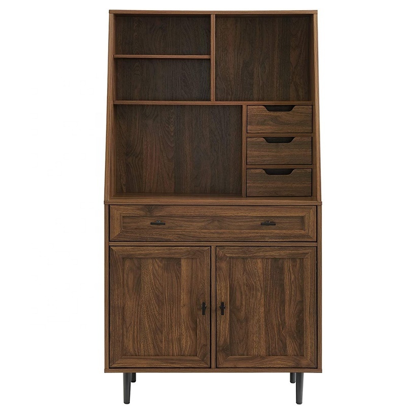 Quality best luxury dark walnut free standing kitchen durabox storage cabinets with sliding door cabinet pull out drawer storage