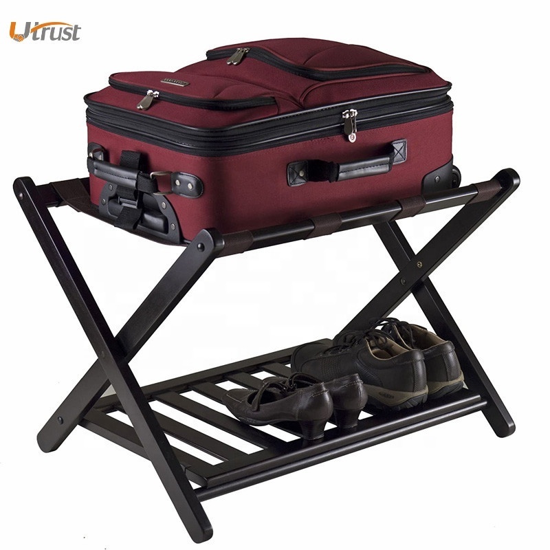 special design custom wooden folding luggage rack folding stand 2 way for 5 star with costume rack built in clothes rack