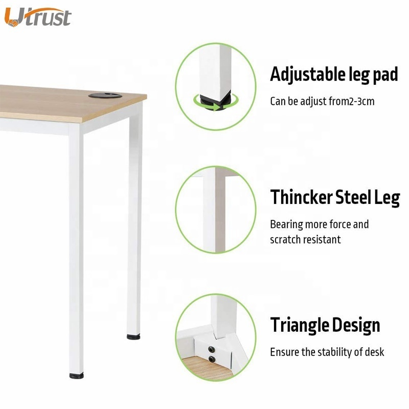 C shape high-quality customized flexible computer desk clear writing art stand up desk drawing table with teak top white legs