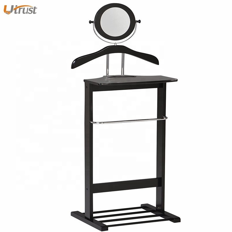 Competitive price adjustable furniture fancy elegant strong black color modern suit display floor valet hanger stand for entry