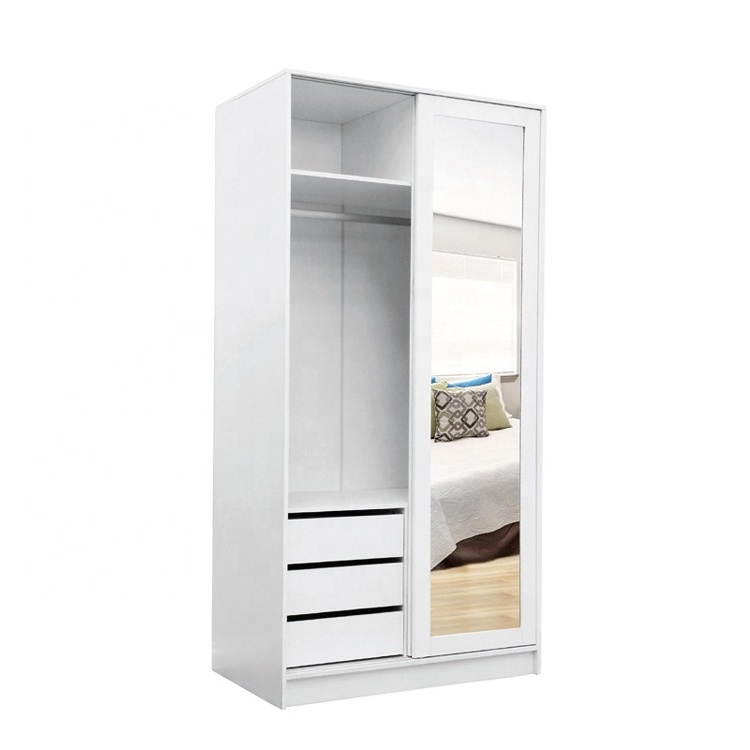 Latest design good quality bedroom  wooden sliding door wardrobe cabinet closet with mirror