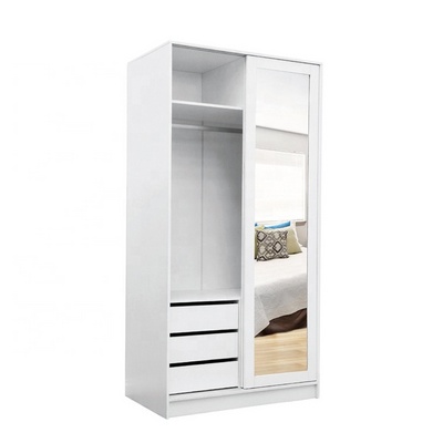 Latest design good quality bedroom  wooden sliding door wardrobe cabinet closet with mirror