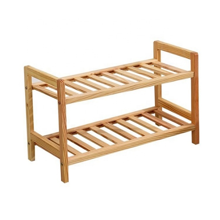 Natural life style eco-friendly shoe rack storage bamboo 2 tiers shoe rack