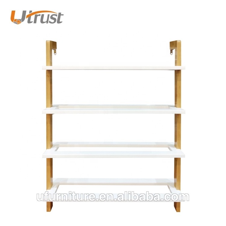 On sale top quality amazing display wall wooden customized entryway shoe rack storage wooden space saving shoe rack for sale