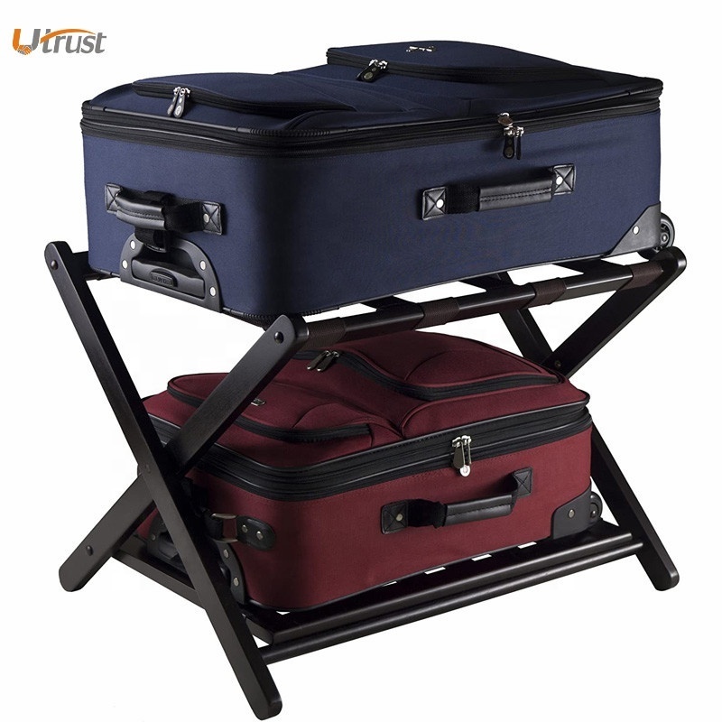 special design custom wooden folding luggage rack folding stand 2 way for 5 star with costume rack built in clothes rack