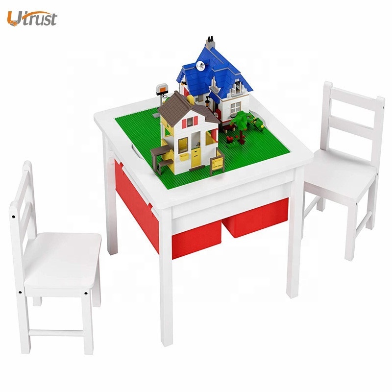 Durable cheap quality reliable little kids activity table and 2 chairs set 3-in-1 humble crew kids wood table 2 chair set