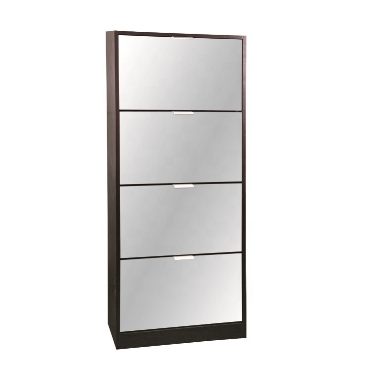 hottest design 4 tier custom shoe cabinet with mirror door shoe cabinet with glass shoe cabinet storage stand for home