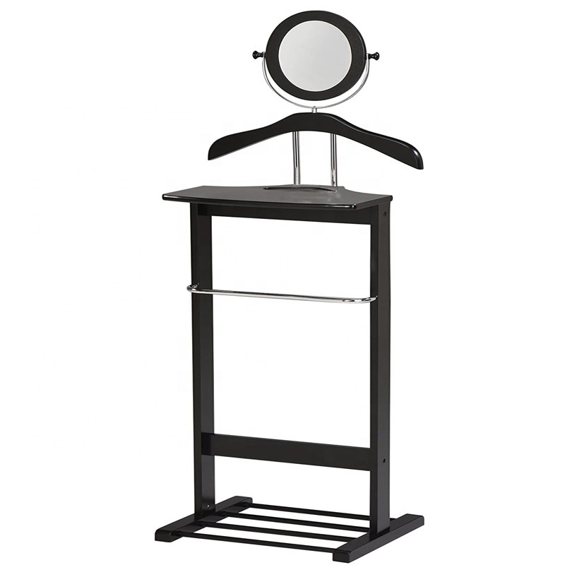 Competitive price adjustable furniture fancy elegant strong black color modern suit display floor valet hanger stand for entry