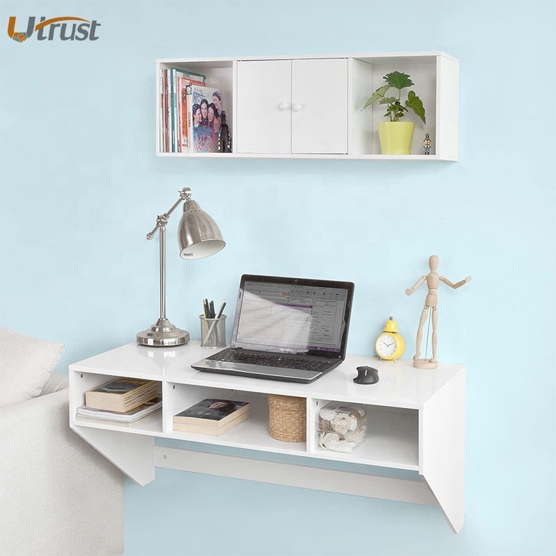 Multi functional space saving wall mounted folding wood table foldable computer dressing makeup convertible shelf and table