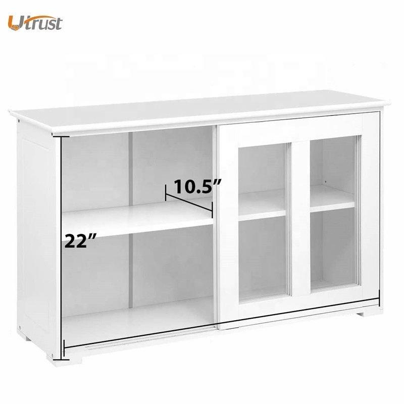 Traditional industrial quilted movable safety wooden storage cabinets sofa side table kitchen rack narrow with 2 removable doors