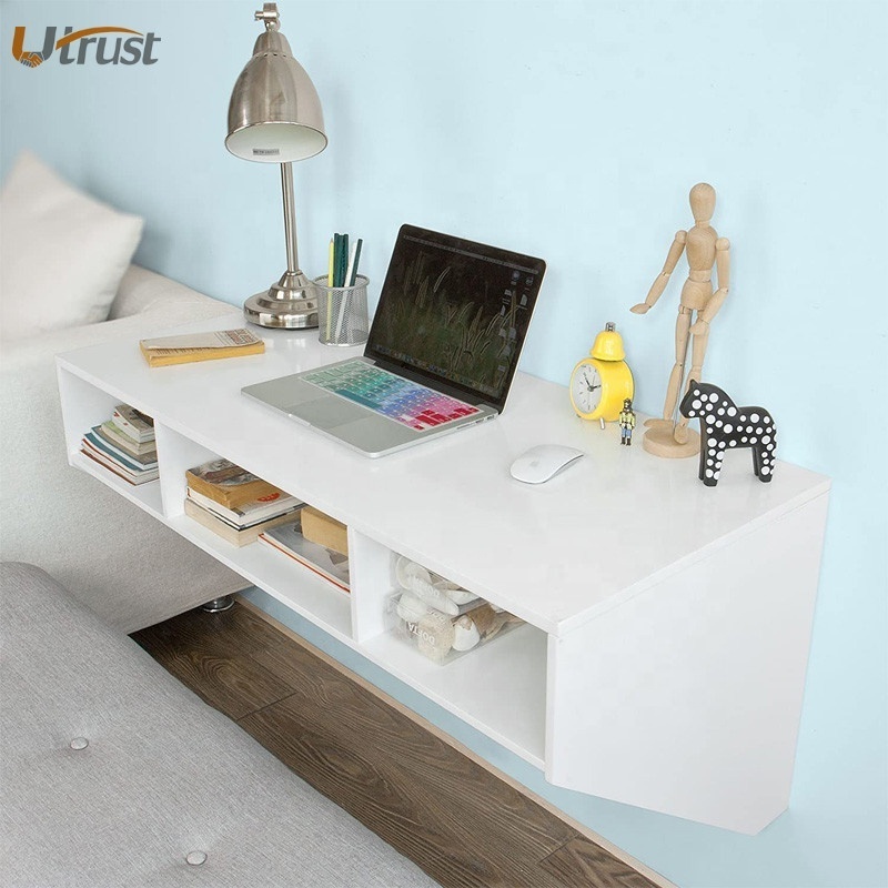 Multi functional space saving wall mounted folding wood table foldable computer dressing makeup convertible shelf and table