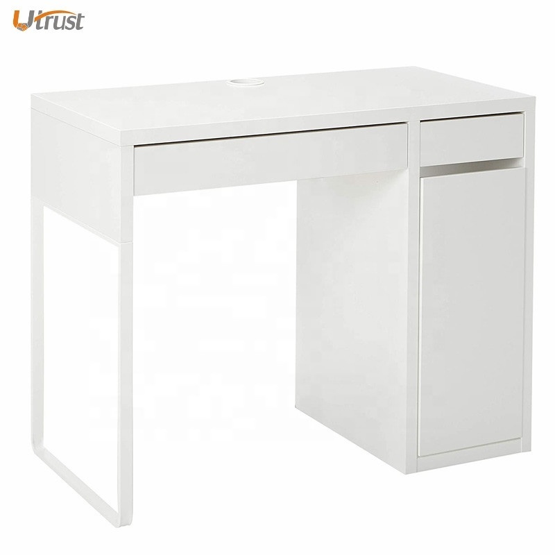 Wholesale white u shaped new wood table  glossy reception desks with 2 storage drawer and 1 door desk white chest office desk