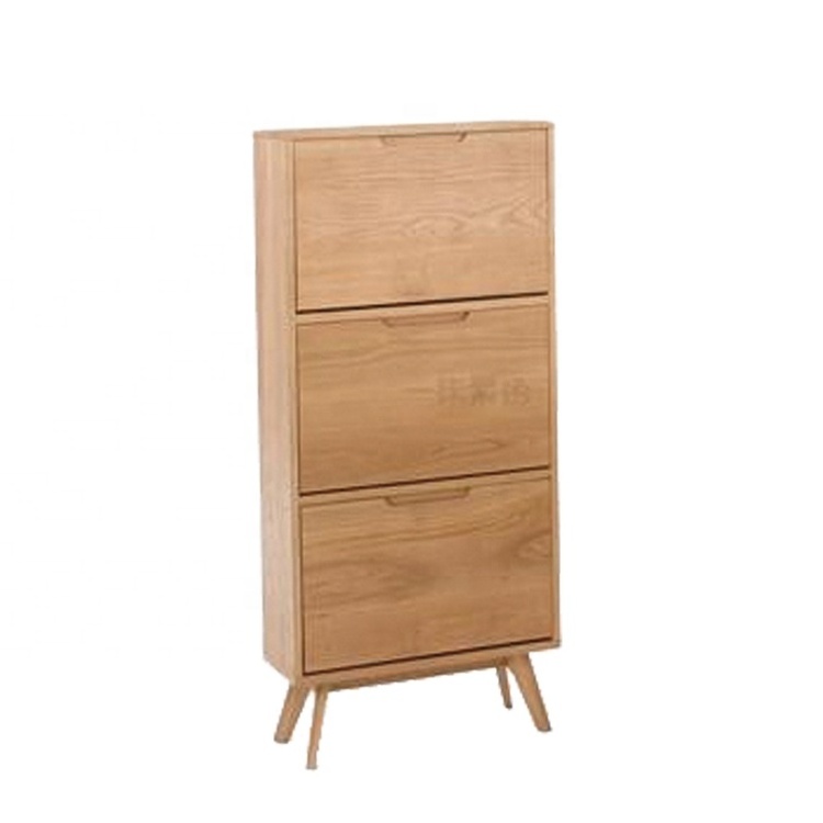 2022 new arrival natural color shoe rack cabinet wood with 3 tiers