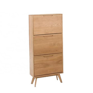 2022 new arrival natural color shoe rack cabinet wood with 3 tiers