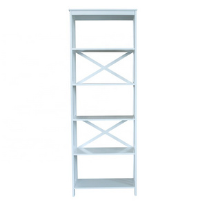 Industrial modern style tall shelves white office book shelf bookcase portable adjustable wood 5 tier bookshelf  bookcase