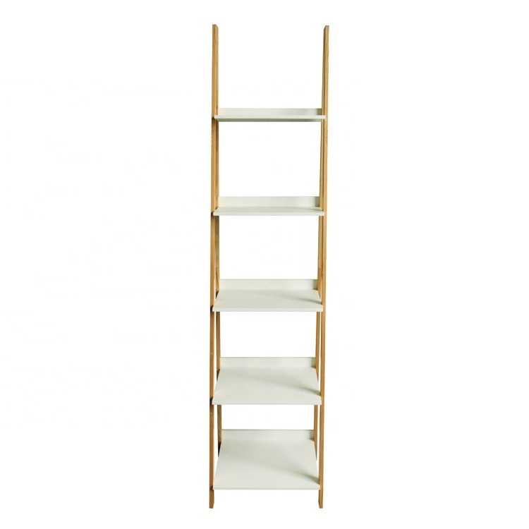 hot sale floor standing  5 tiers wooden shelf wall  display shelf corner wall shelf