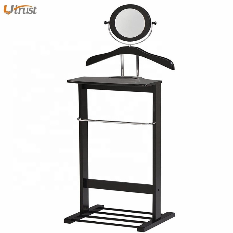 Competitive price adjustable furniture fancy elegant strong black color modern suit display floor valet hanger stand for entry