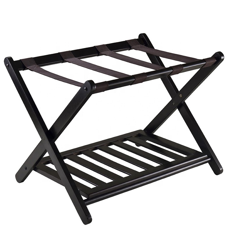 special design custom wooden folding luggage rack folding stand 2 way for 5 star with costume rack built in clothes rack