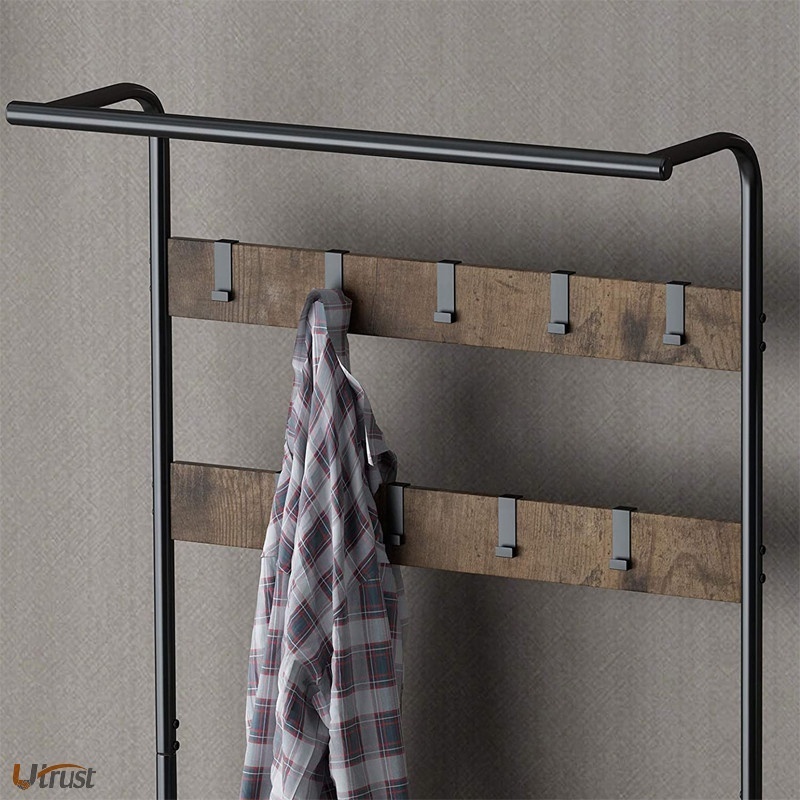 Stainless steel entryway coat rack and storage hat clothing garment floor stand rack metal tree coat hanger holder organizer