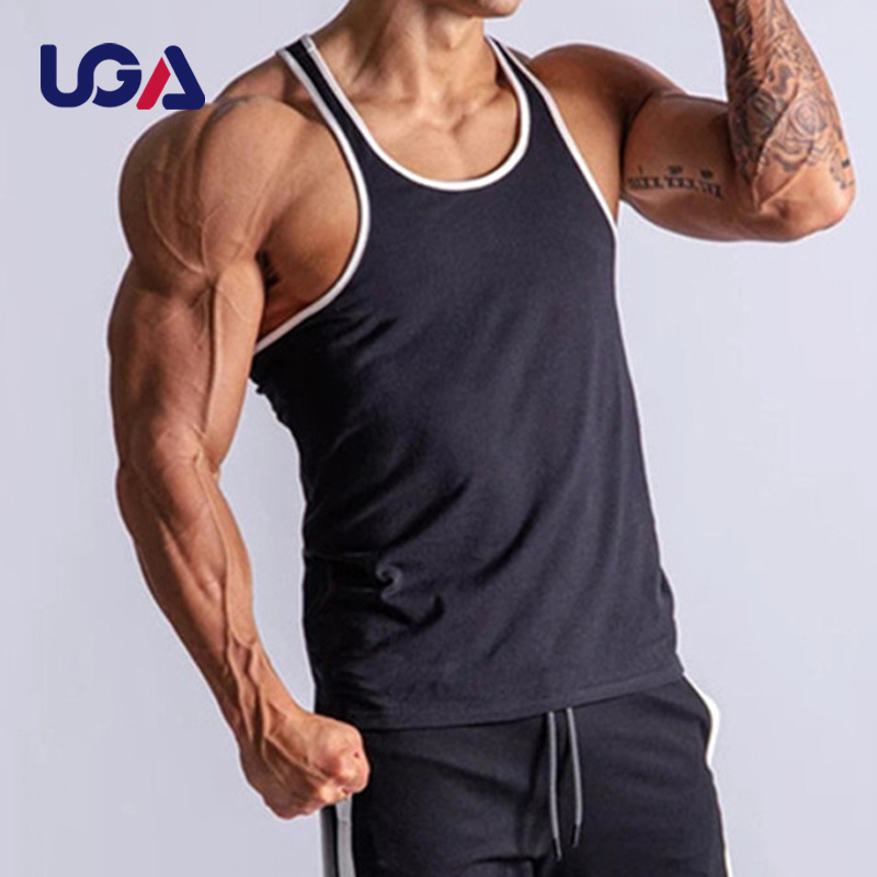 Mens Sleeveless Workout Shirts Wholesale Color Block Casual Sports Single Jersey Gym Bodybuilding Tank Top Men Summer Vest