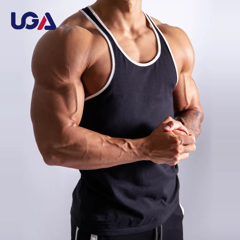 Mens Sleeveless Workout Shirts Wholesale Color Block Casual Sports Single Jersey Gym Bodybuilding Tank Top Men Summer Vest