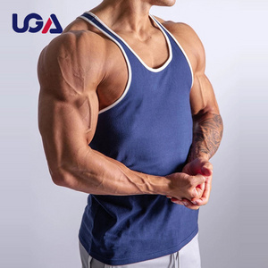 Mens Sleeveless Workout Shirts Wholesale Color Block Casual Sports Single Jersey Gym Bodybuilding Tank Top Men Summer Vest