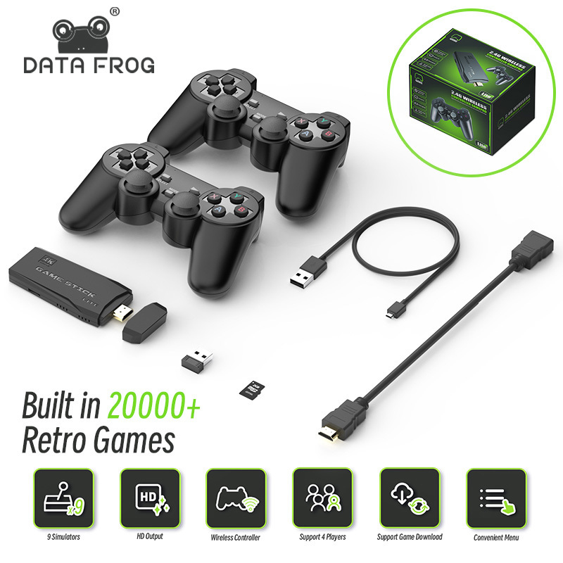 Data Frog M8 20000 Game Stick 4K Retro Game Console Wireless Controller For PS1/SENS Y3 Lite Tv Stick Video Games