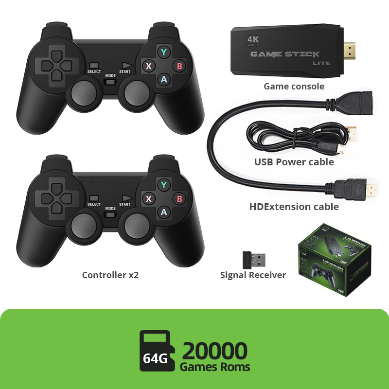 Data Frog M8 20000 Game Stick 4K Retro Game Console Wireless Controller For PS1/SENS Y3 Lite Tv Stick Video Games