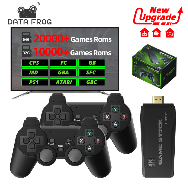 Data Frog M8 20000 Game Stick 4K Retro Game Console Wireless Controller For PS1/SENS Y3 Lite Tv Stick Video Games