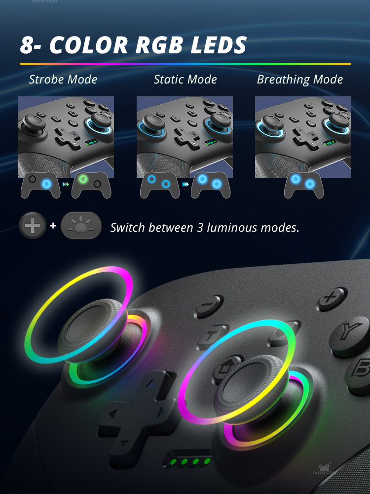 Data Frog S80 Wireless Gamepad For Nintendo Switch OLED/LITE/PC Pro Game Controller with Programmable Turbo Function RGB Light