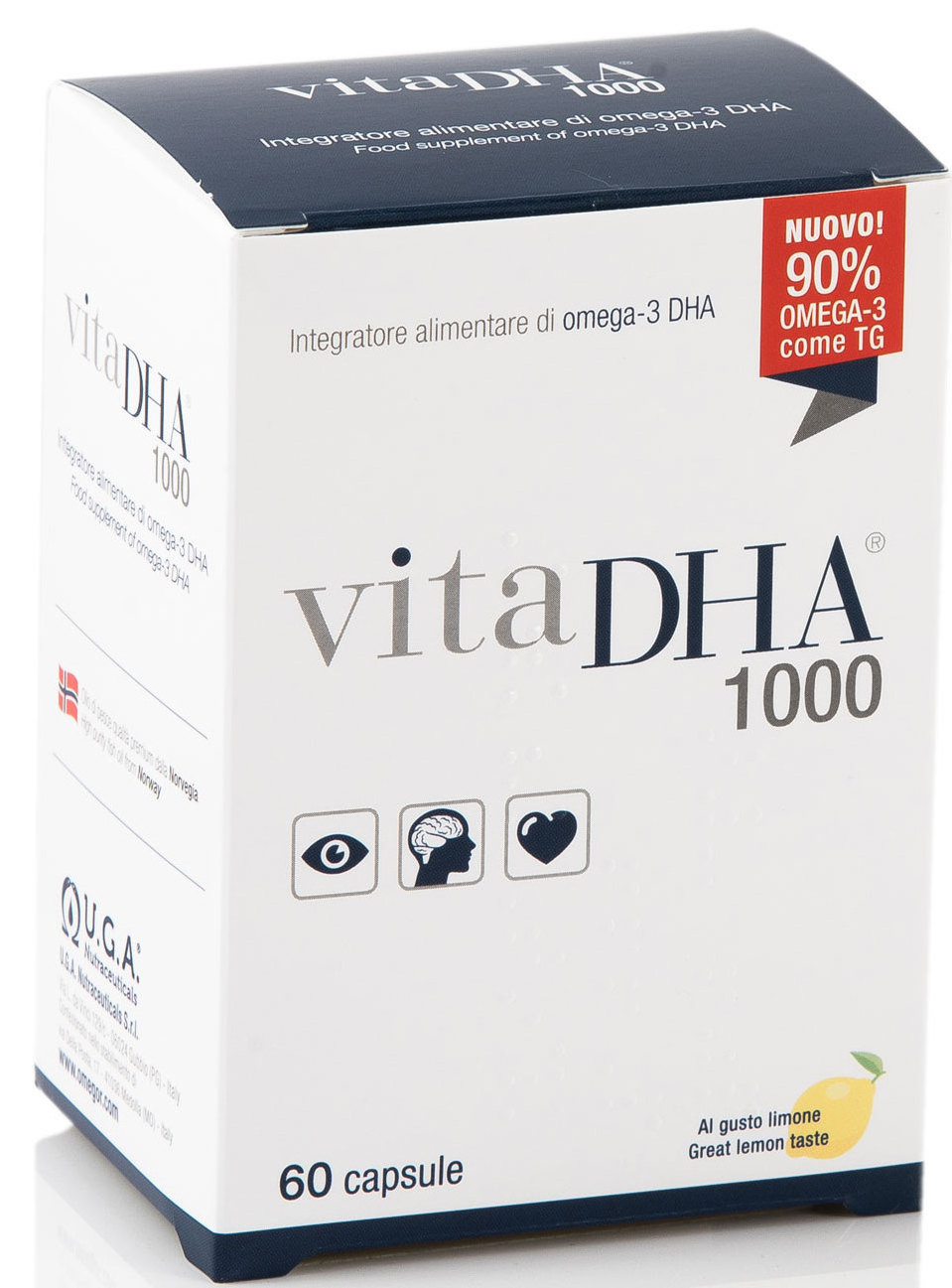 Highly concentrated DHA omega-3 triglycerides form VitaDHA 1000 60 capsules friend of the sea and IFOS certified supplement