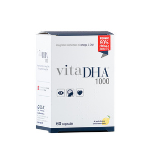 Highly concentrated DHA omega-3 triglycerides form VitaDHA 1000 60 capsules friend of the sea and IFOS certified supplement