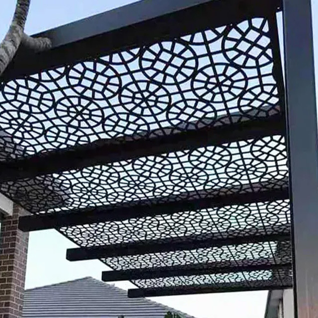 Customized size architectural privacy shades pergola screen decoration laser cut metal  screen metal panel elegant design