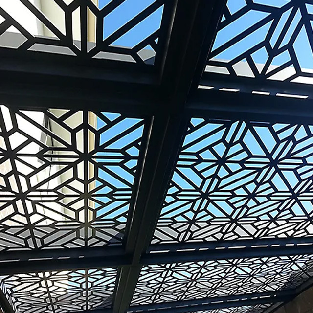 Customized size architectural privacy shades pergola screen decoration laser cut metal  screen metal panel elegant design