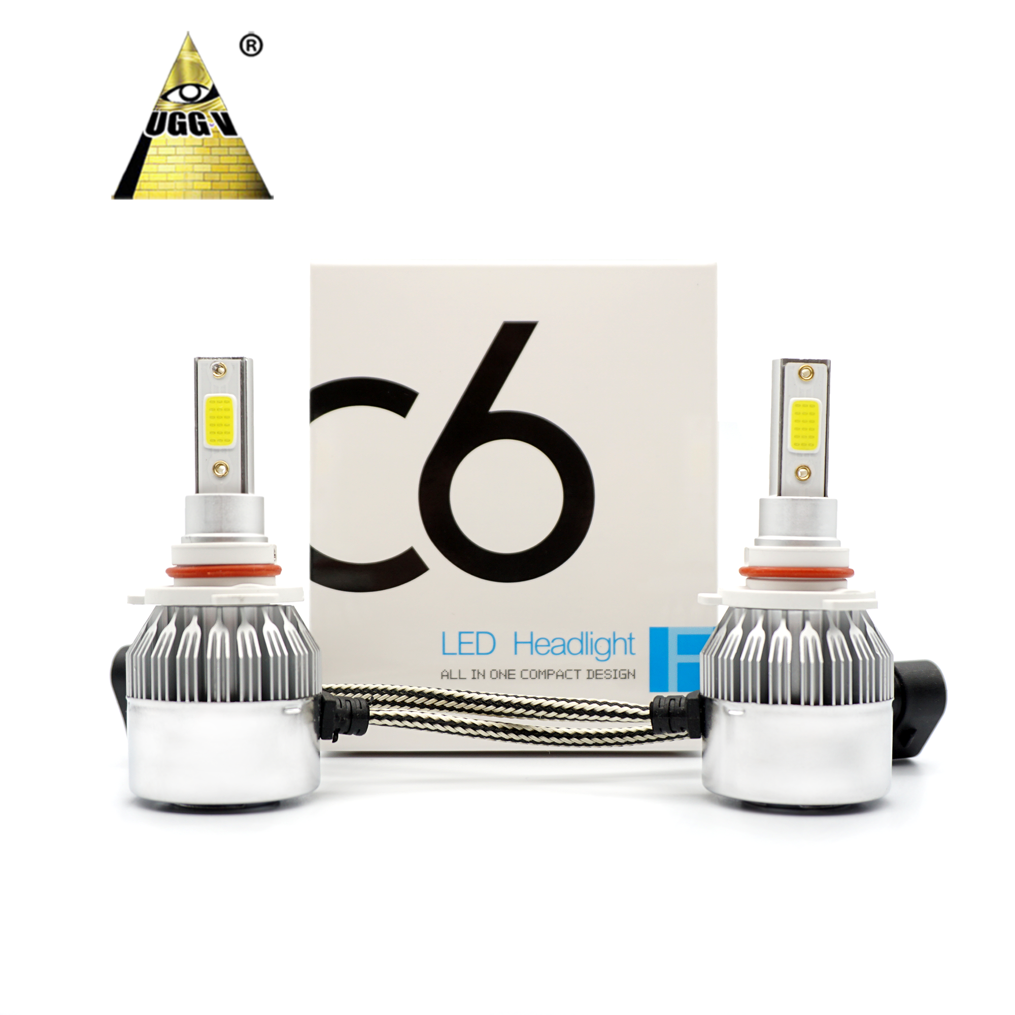 UGGV Auto Headlamp Lighting System C6 LED H11 H4 H7 H3 9004 9005 9007 H13 H16 880 881 5202 Lamps 36w 7600lm 6000K 12v Bulb