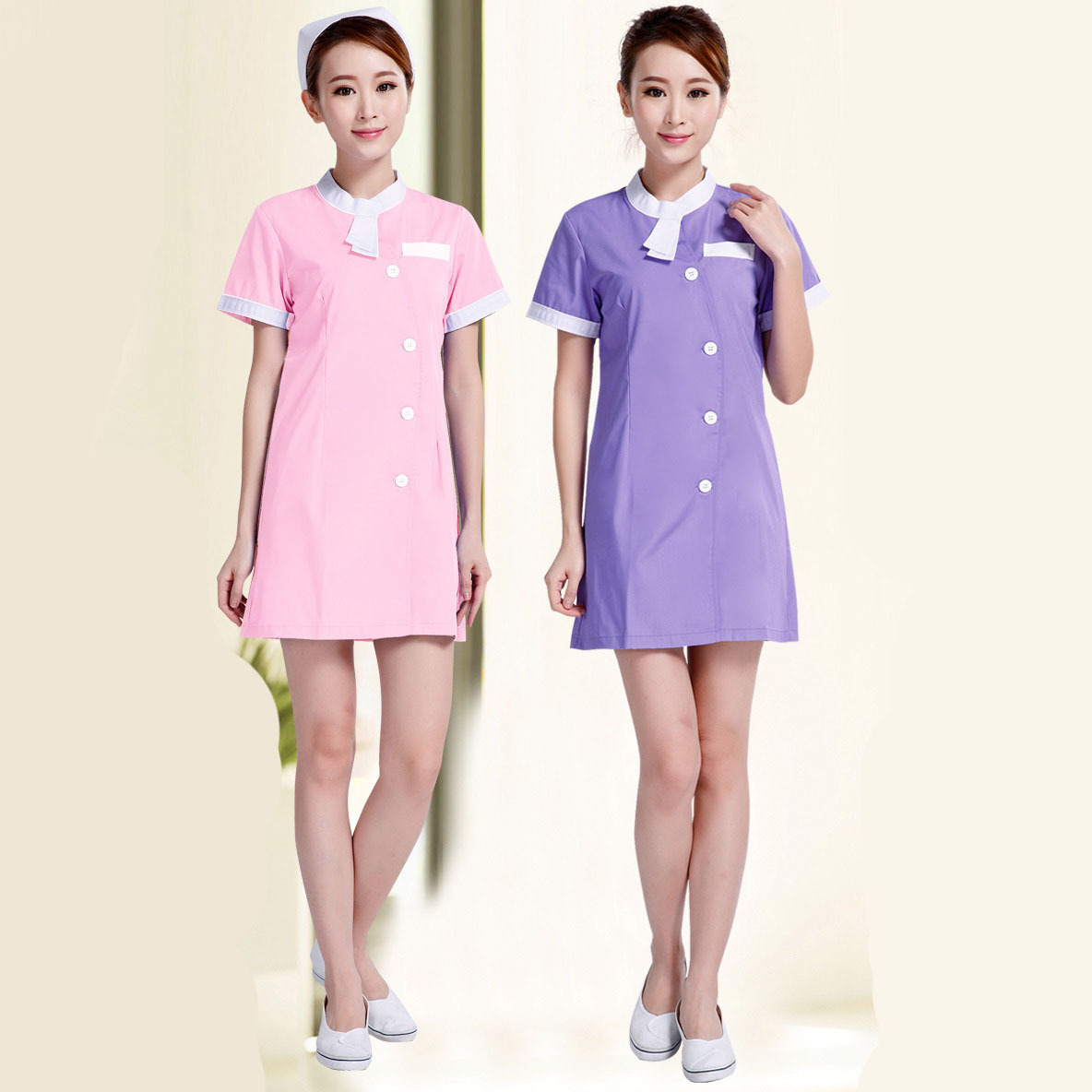 Anti wrinkle custom hospitality female medical scrubs nurse uniform white dress hospital uniforms