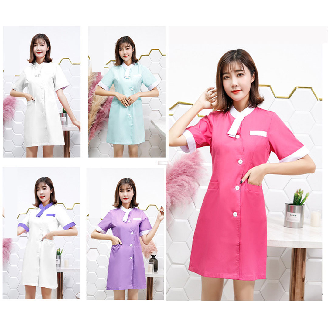 Anti wrinkle custom hospitality female medical scrubs nurse uniform white dress hospital uniforms