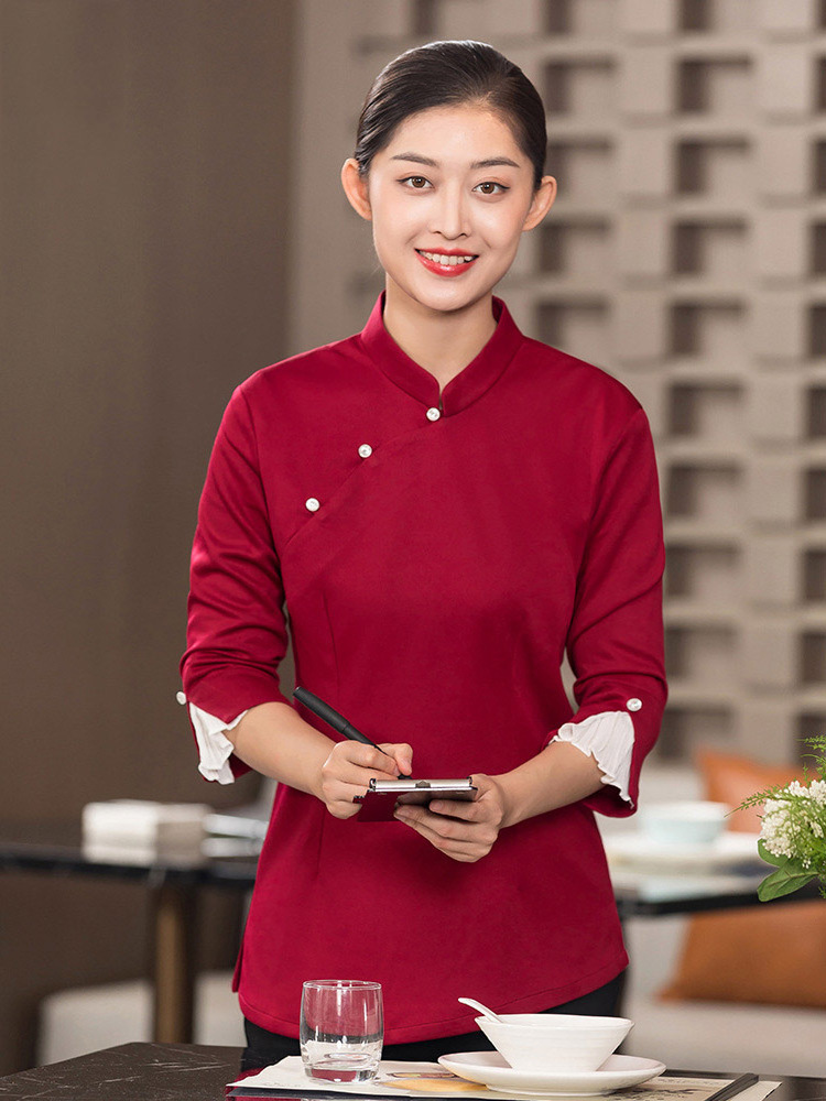 Casual shirt classic modern free stuff Chinese clothes work clothes hotel restaurant waiter uniform