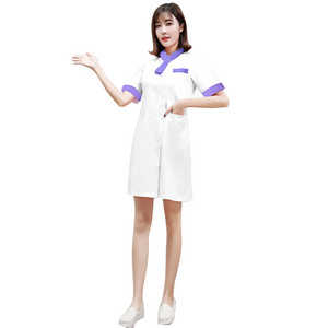 Anti wrinkle custom hospitality female medical scrubs nurse uniform white dress hospital uniforms