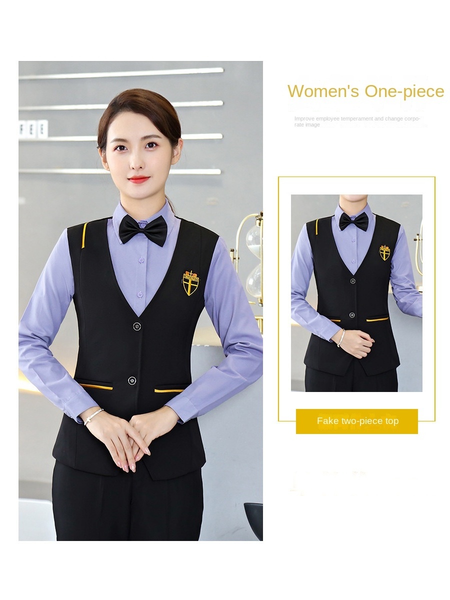 Fashion false two piece vest shirt set work customized waistcoat for women men's summer vest