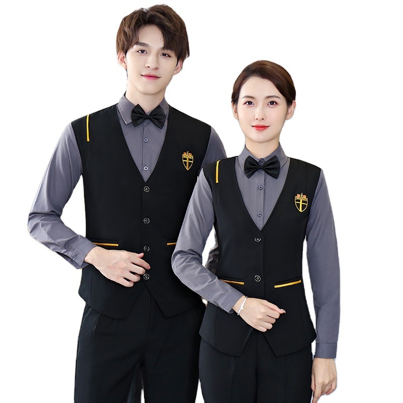 Fashion false two piece vest shirt set work customized waistcoat for women men's summer vest