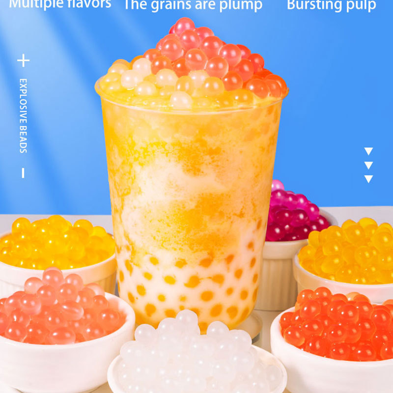 1.3kg wholesale instant fresh fruit flavor poping boba Peach popping-boba drink bubble tea