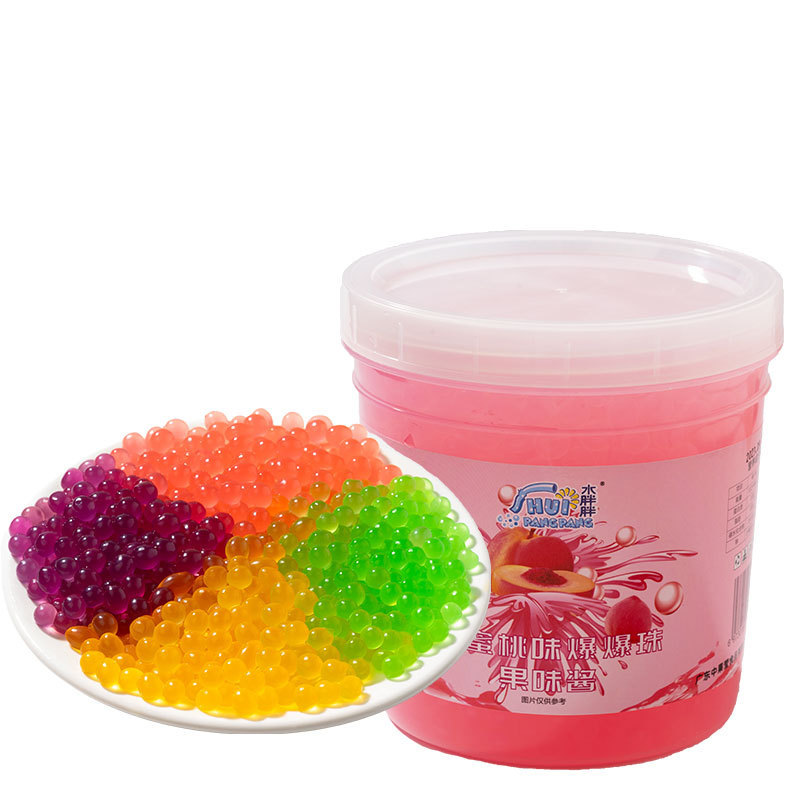 1.3kg wholesale instant fresh fruit flavor poping boba Peach popping-boba drink bubble tea