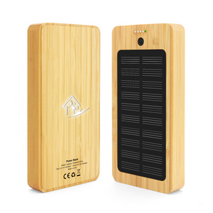 Eco Gadgets Solar Bamboo Power Bank 10000mAh With Led Logo For Promotion & Gifts