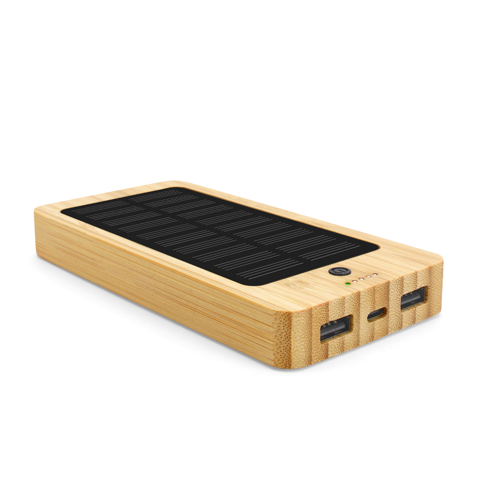 High Quality Solar Powerbank 10000mAh Eco Friendly Wood Bamboo Wireless Power Bank Charger