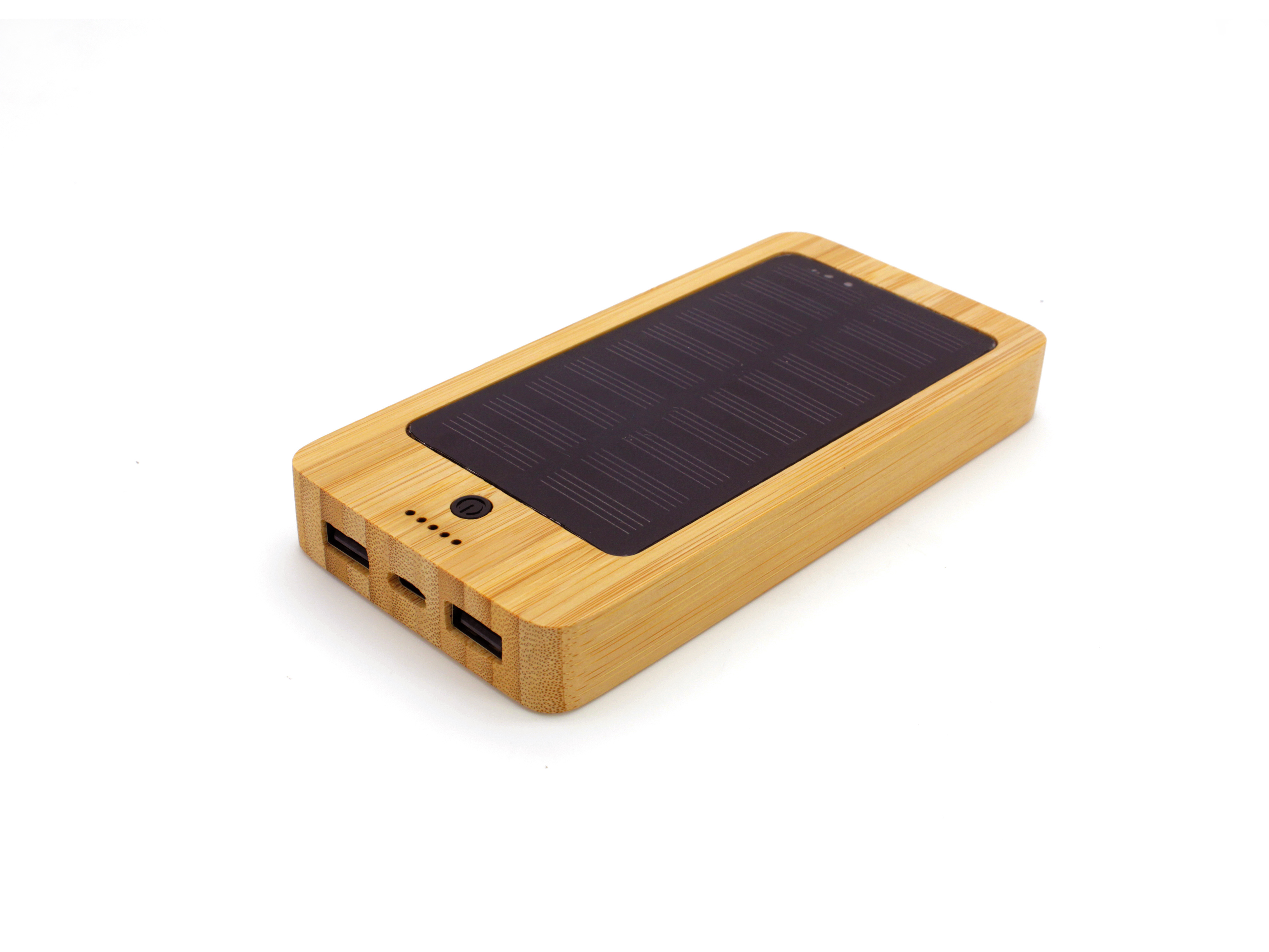 Eco-friendly Bamboo Casing Portable Wireless Solar Power Bank 10000mah for Phones